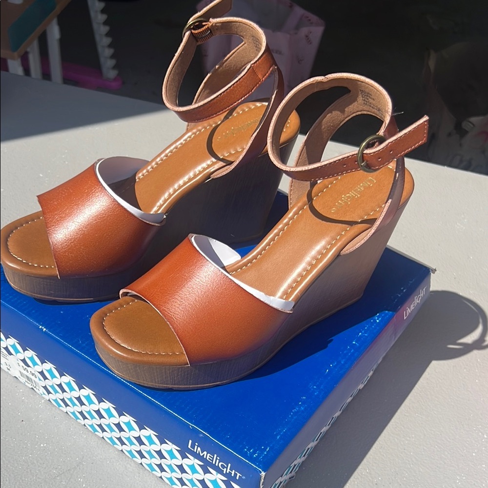 Limelight Tan Wedge Sandals